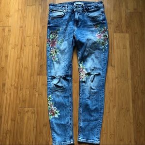 Zara Floral Skinny Jeans